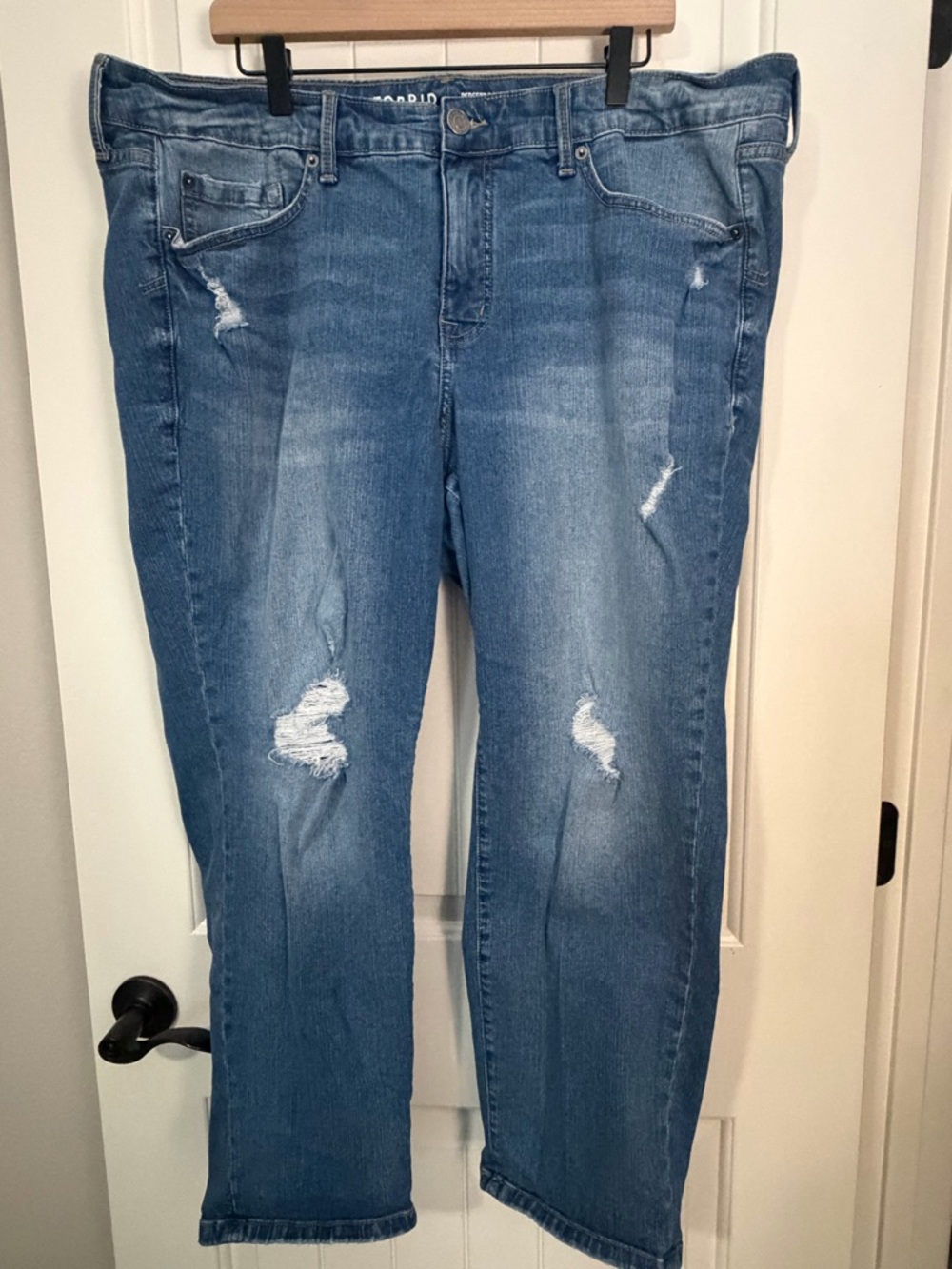 torrid Distressed Medium Blue Boyfriend Jeans